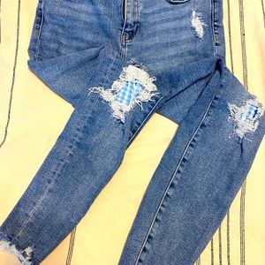 Judy Blues Gingham Patch Jeans